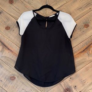 Lush Black & White Cap Sleeve Top S